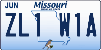 MO license plate ZL1W1A