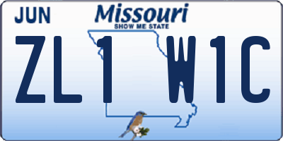 MO license plate ZL1W1C