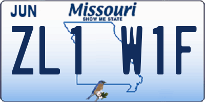 MO license plate ZL1W1F