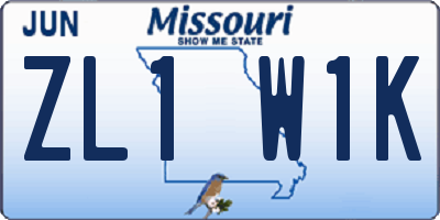 MO license plate ZL1W1K