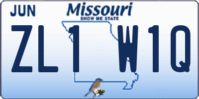 MO license plate ZL1W1Q