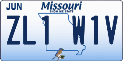 MO license plate ZL1W1V