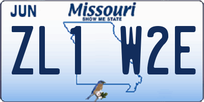 MO license plate ZL1W2E