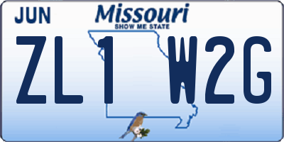 MO license plate ZL1W2G