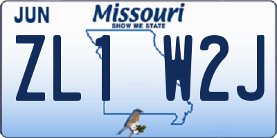 MO license plate ZL1W2J
