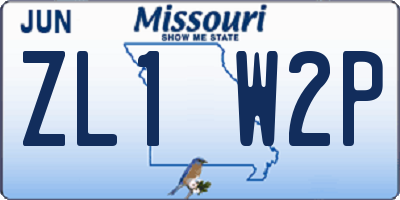 MO license plate ZL1W2P