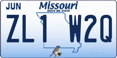 MO license plate ZL1W2Q