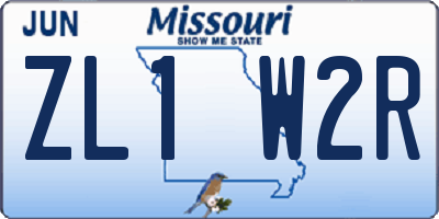 MO license plate ZL1W2R