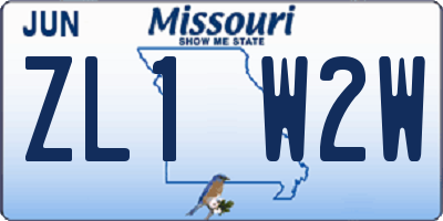 MO license plate ZL1W2W