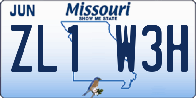 MO license plate ZL1W3H
