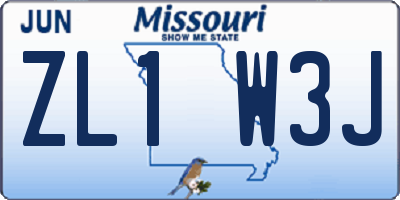 MO license plate ZL1W3J