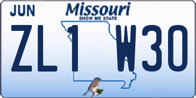 MO license plate ZL1W3O