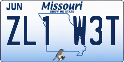 MO license plate ZL1W3T