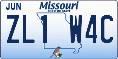 MO license plate ZL1W4C