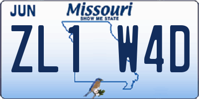 MO license plate ZL1W4D