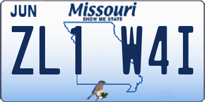 MO license plate ZL1W4I