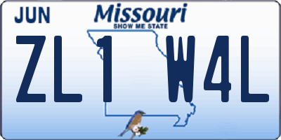 MO license plate ZL1W4L