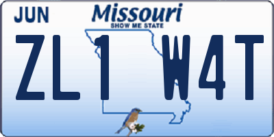 MO license plate ZL1W4T