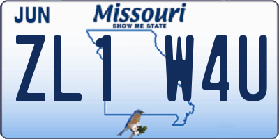 MO license plate ZL1W4U