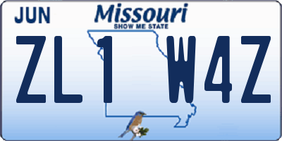 MO license plate ZL1W4Z
