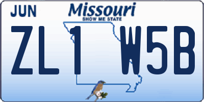 MO license plate ZL1W5B