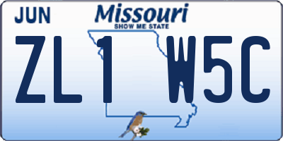 MO license plate ZL1W5C
