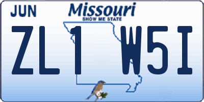 MO license plate ZL1W5I