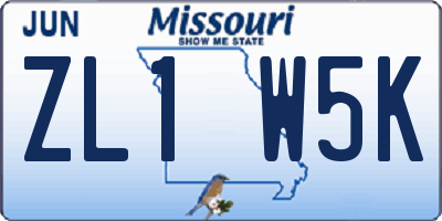 MO license plate ZL1W5K