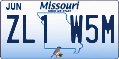 MO license plate ZL1W5M