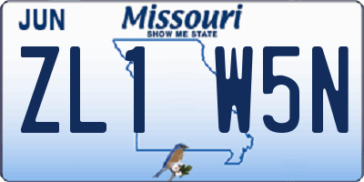 MO license plate ZL1W5N