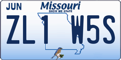 MO license plate ZL1W5S