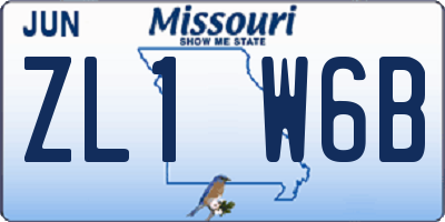MO license plate ZL1W6B