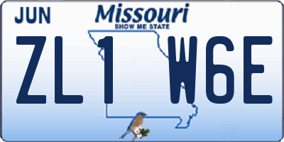MO license plate ZL1W6E