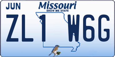 MO license plate ZL1W6G