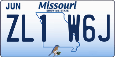 MO license plate ZL1W6J