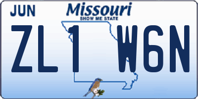 MO license plate ZL1W6N