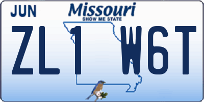 MO license plate ZL1W6T