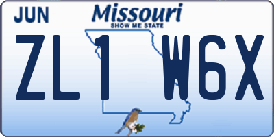 MO license plate ZL1W6X