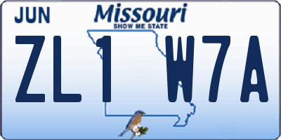 MO license plate ZL1W7A