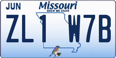 MO license plate ZL1W7B