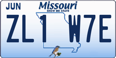 MO license plate ZL1W7E