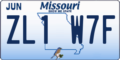 MO license plate ZL1W7F
