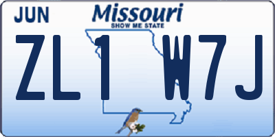 MO license plate ZL1W7J