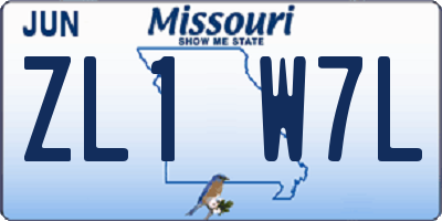 MO license plate ZL1W7L