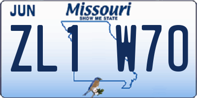MO license plate ZL1W7O