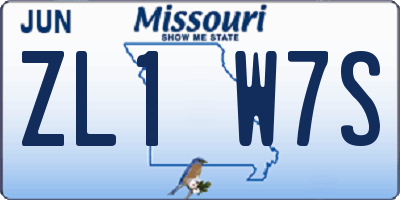 MO license plate ZL1W7S