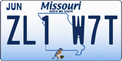 MO license plate ZL1W7T