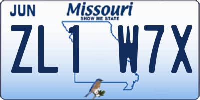 MO license plate ZL1W7X