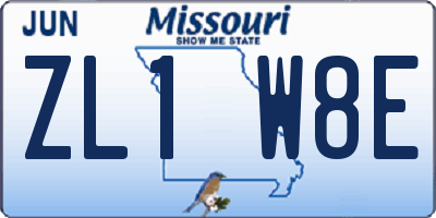 MO license plate ZL1W8E