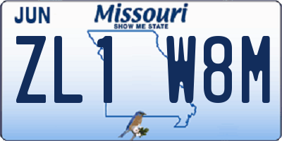 MO license plate ZL1W8M